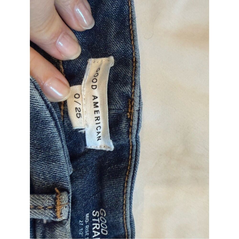 Good American Good Legs Straight Jeans | Size 25 | Mid Rise Slim Straight - Picture 6 of 10